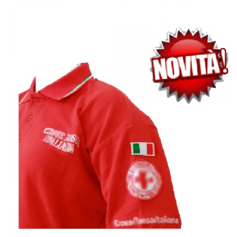 maglietta croce rossa polo cri ricamata